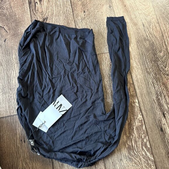 Zara One Long Sleeve Off Shoulder Black Basic Top Slightly Sheer Medium NWT - Picture 3 of 7